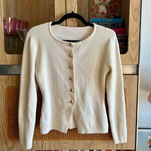 Women's Cream Cardigan with Gold Buttons Size Small